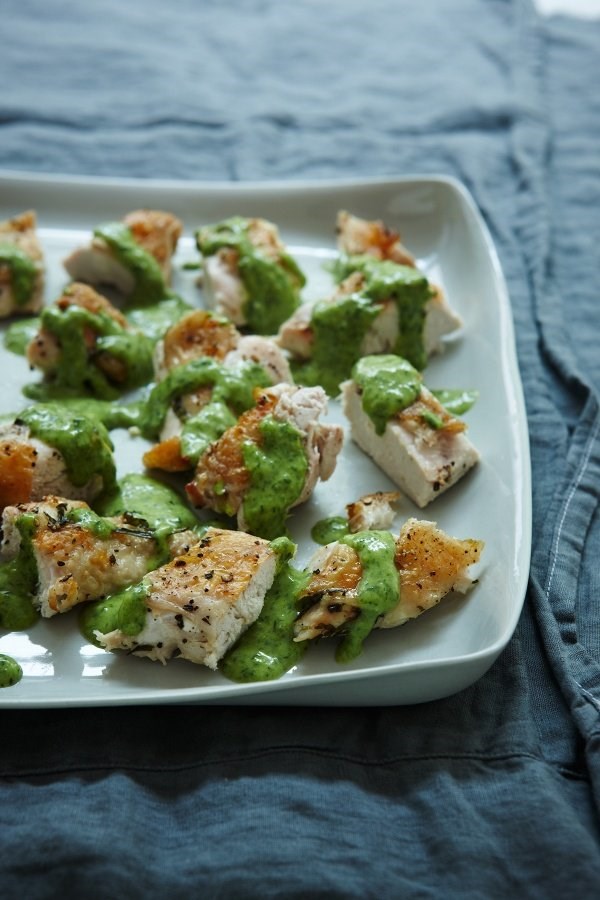 Chicken with tarragon salsa verde