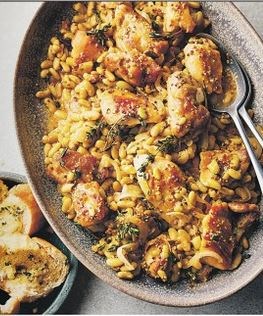 Chicken with thyme & flageolet beans