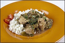 Chicken with tomatillos and cilantro