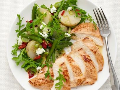 Chicken with warm potato salad