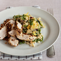 Chicken with watercress and bulgar wheat