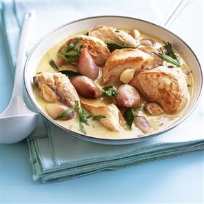 Chicken with white wine, shallots and tarragon
