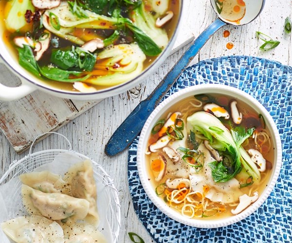 Chicken wonton noodle soup