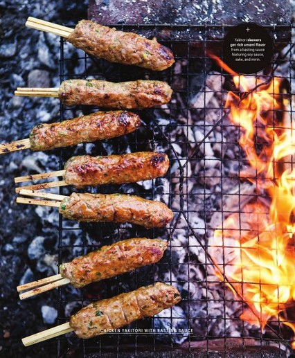 Chicken yakitori with basting sauce