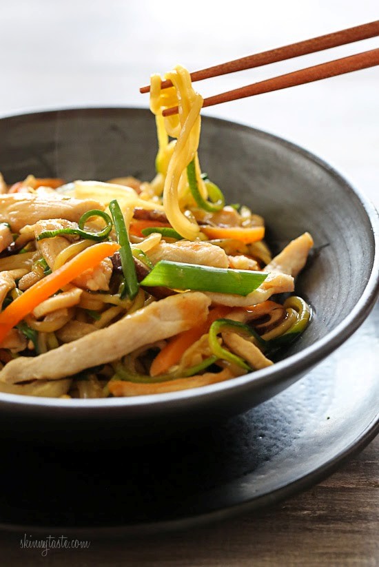 Chicken zoodle "lo mein" for two