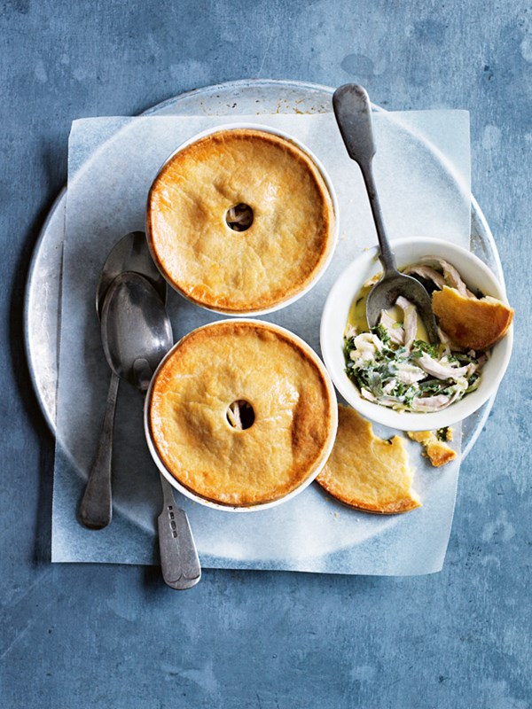 Chicken, zucchini and kale pot pies