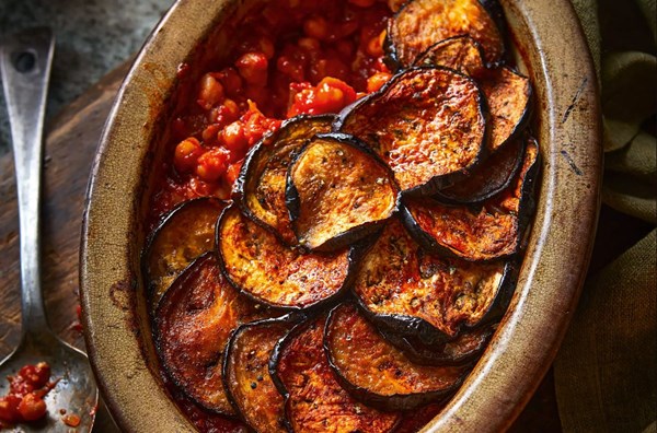 Chickpea & aubergine one pot bake