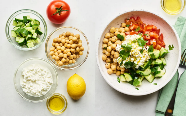 Chickpea & chopped veggie bowl