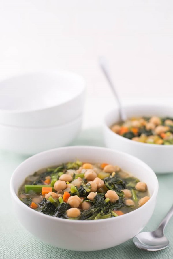 Chickpea and broccoli rabe soup