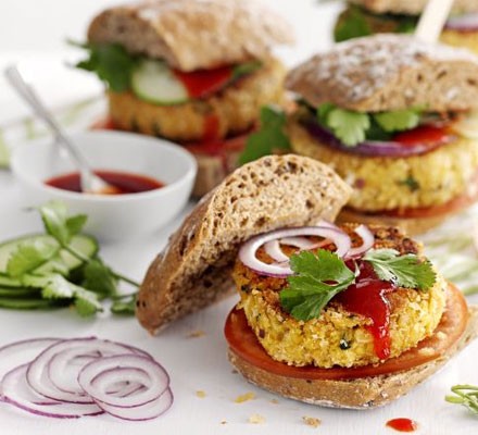 Chickpea and coriander burgers