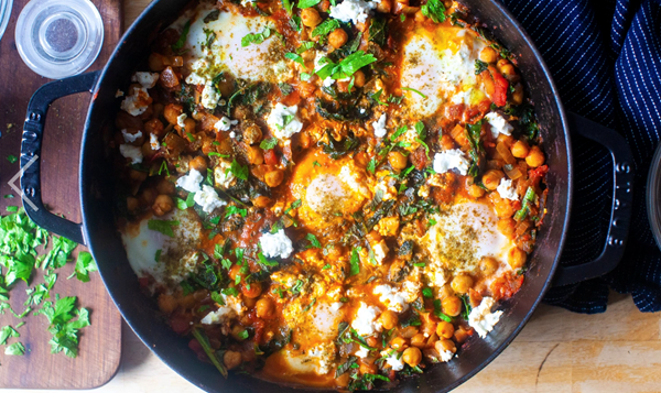 Chickpea and kale shakshuka