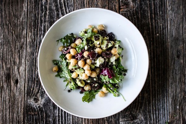 Chickpea and lentil salad with shallot white wine vinaigrette
