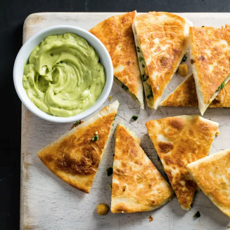 Chickpea and poblano quesadillas