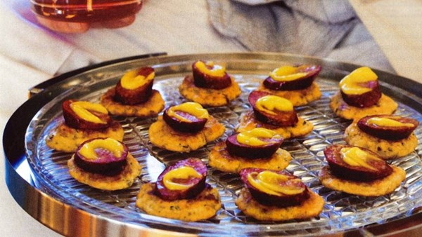 Chickpea and prawn fritters with aïoli and chorizo