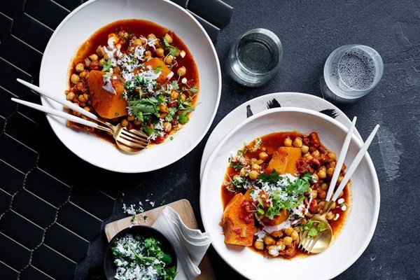 Chickpea and preserved lemon tagine with sambal