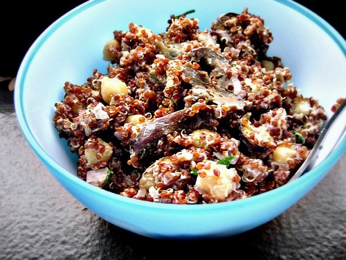 Chickpea and quinoa salad with lemon and tahini