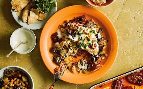 Chickpea and roast tomato fatteh