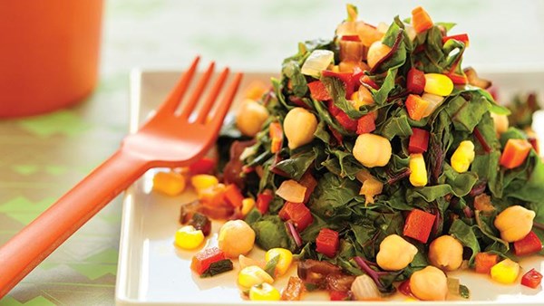 Chickpea and Swiss chard succotash