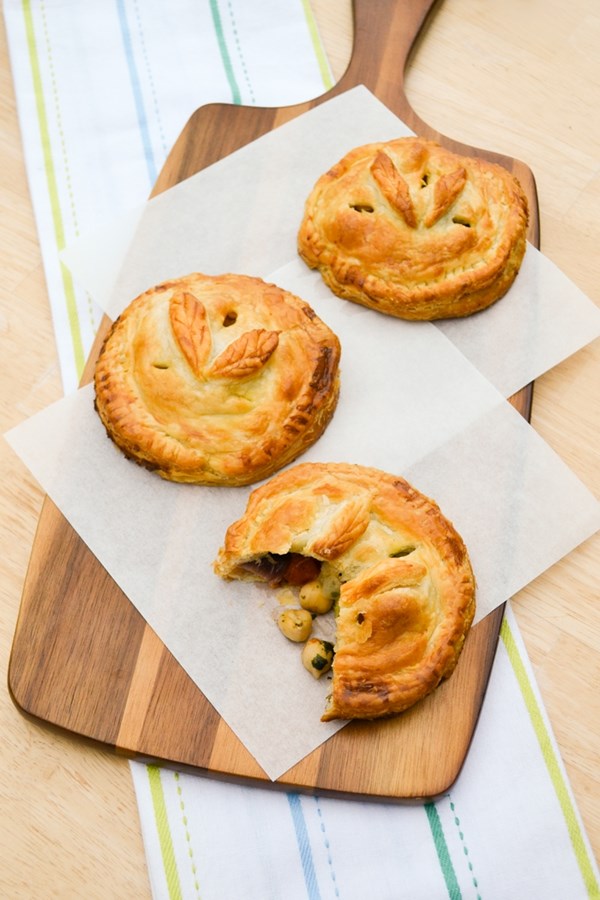Chickpea and vegetable picnic hand pies