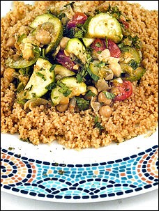 Chickpea and zucchini sauté with couscous