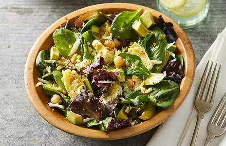 Chickpea, artichoke & avocado salad with apple-cider dressing