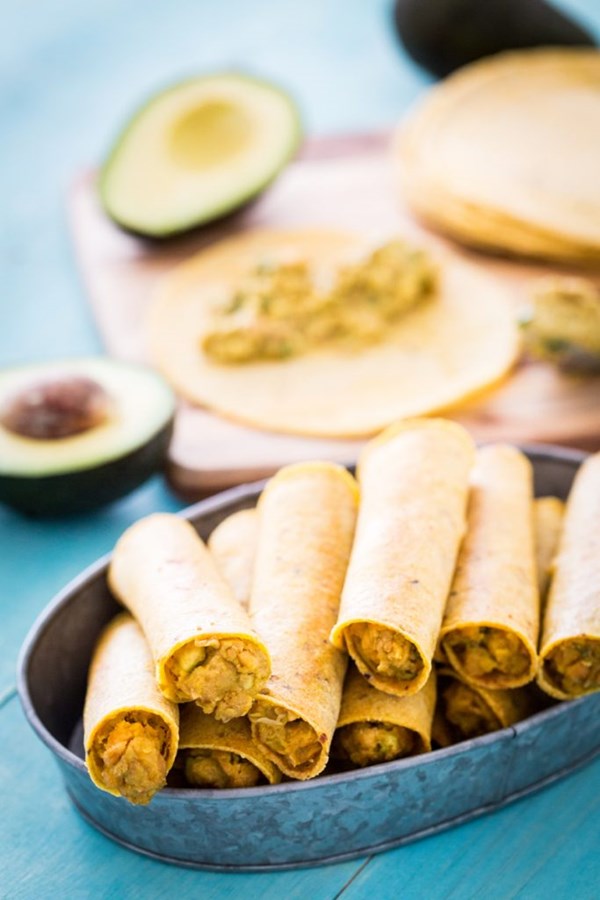 Chickpea-avocado taquitos