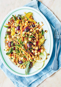 Chickpea, carrot and olive salad