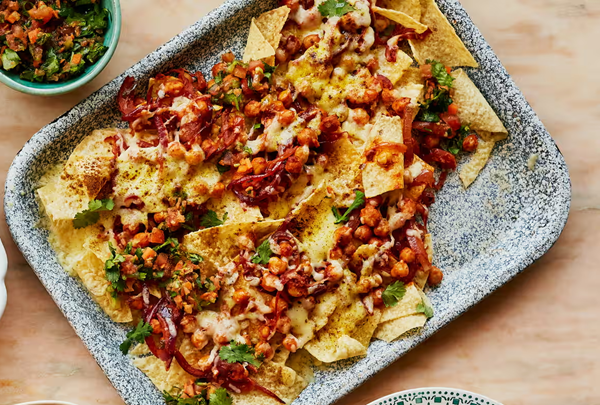 Chickpea chaat nachos