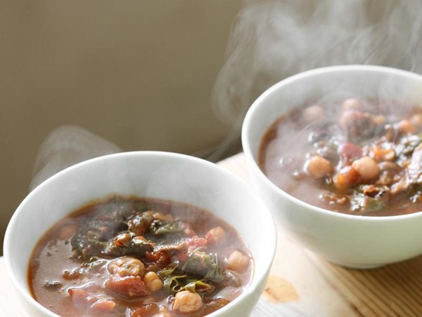 Chickpea, chard and porcini soup
