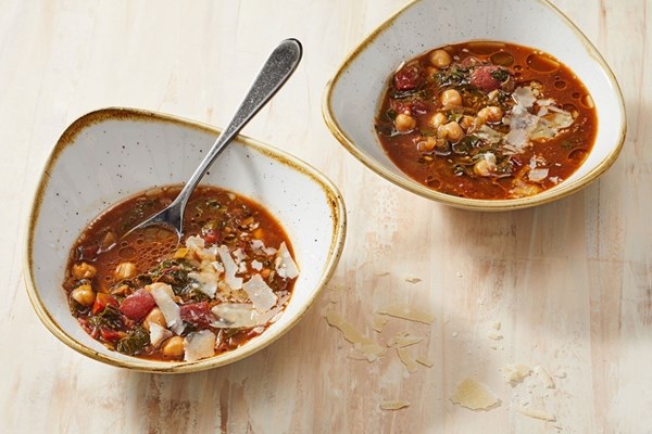 Chickpea, chard and porcini soup