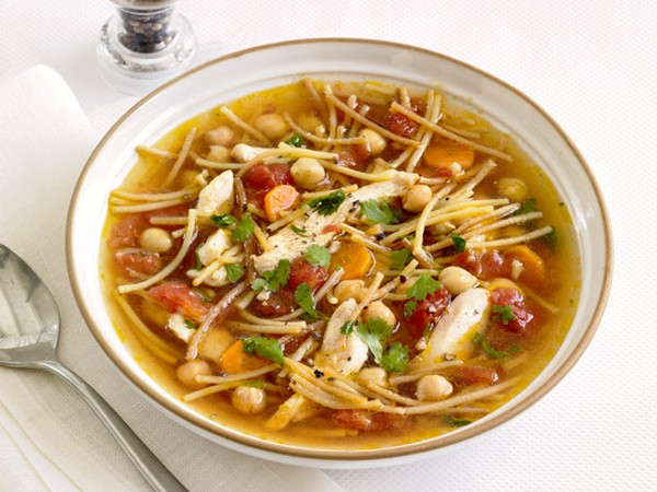Chickpea chicken-noodle soup