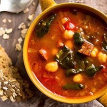 Chickpea, chorizo & spinach soup