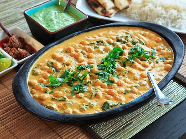 Chickpea, coconut, and cashew curry