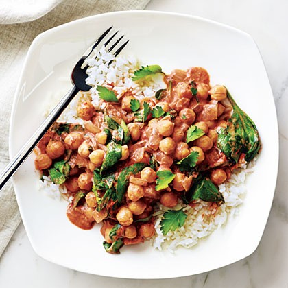 Chickpea curry with basmati rice