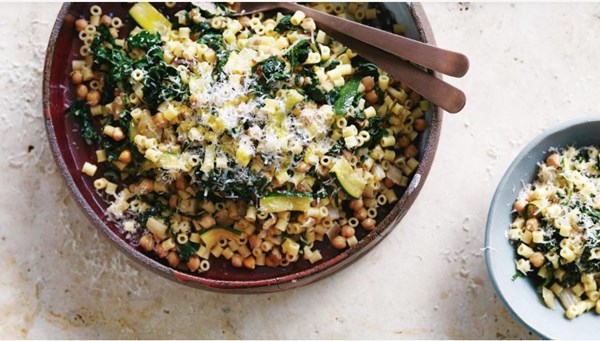 Chickpea ditalini with silverbeet and rosemary