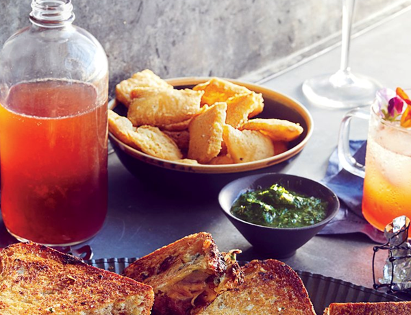Chickpea fritters with salsa verde