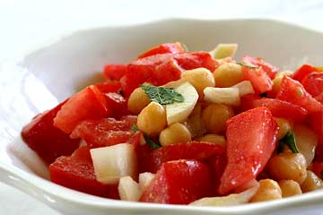 Chickpea (garbanzo bean) and tomato salad