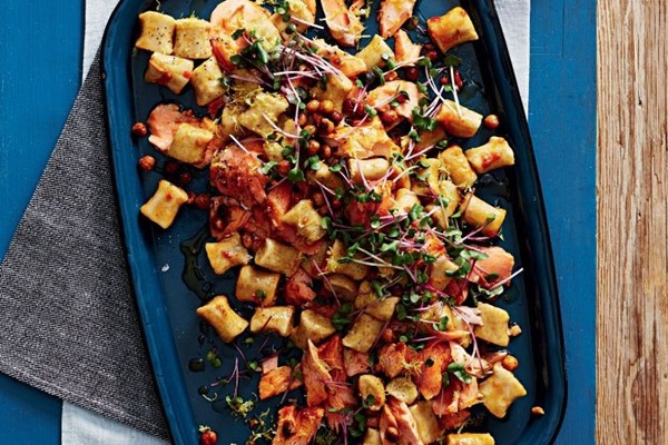 Chickpea gnocchi with harissa roasted ocean trout