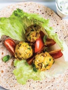 Chickpea kefte with potato and basil
