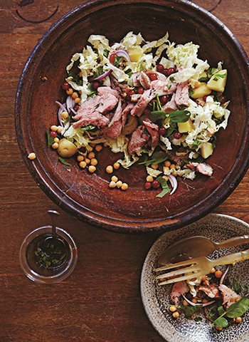 Chickpea, lamb and redcurrant salad