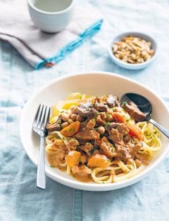 Chickpea, mushroom, carrot and red wine stew