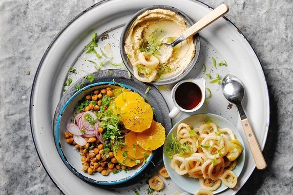 Chickpea, orange & calamari salad
