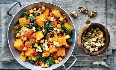 Chickpea, pumpkin, spinach and walnut estofado