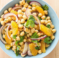 Chickpea salad with orange, red onion, and chipotle