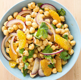 Chickpea salad with orange, red onion, and chipotle