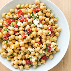 Chickpea salad with roasted red peppers and feta
