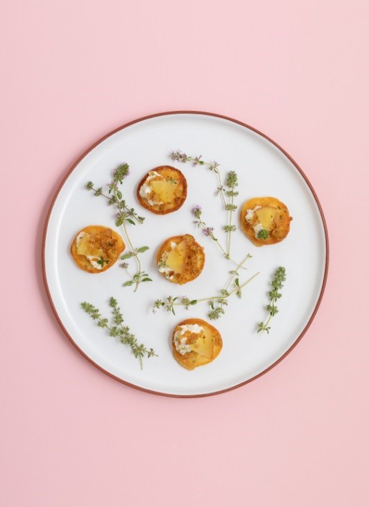 Chickpea socca with apple and honey