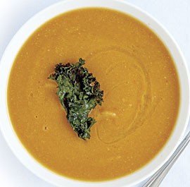 Chickpea soup with crispy kale