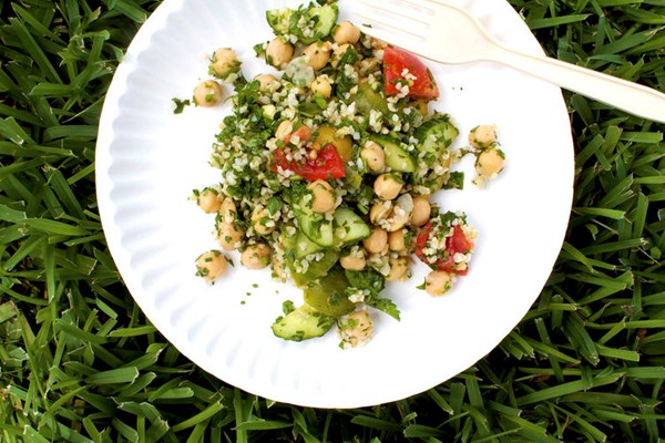 Chickpea, tomato, and herb salad