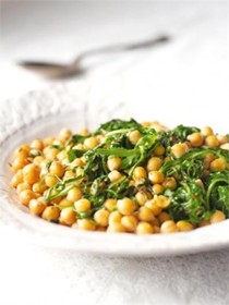 Chickpeas with arugula/rocket and sherry